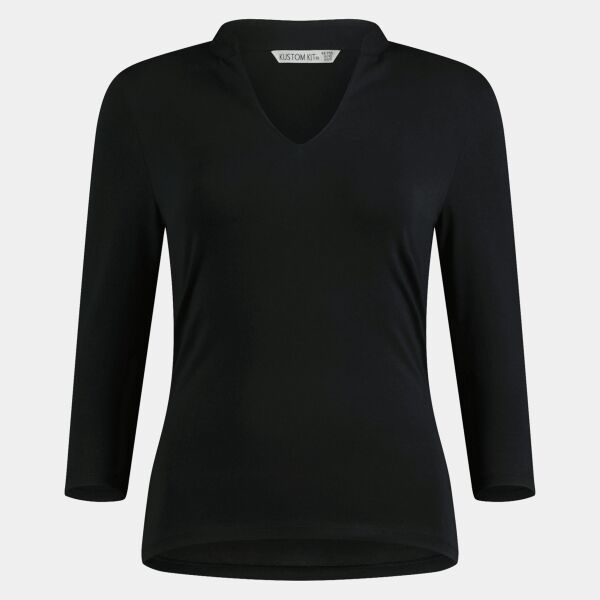 Kustom Kit Ladies 3/4 Sleeve Mandarin Collar Top Thumbnail