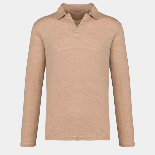 Native Spirit Long Sleeve Linen Polo Shirt Thumbnail