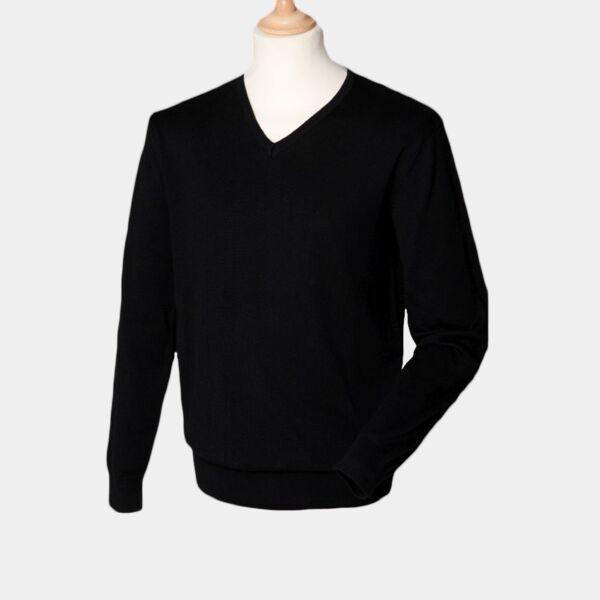 Henbury Lightweight Cotton Acrylic V Neck Sweater Thumbnail