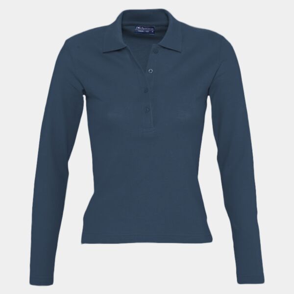 SOL'S Ladies Podium Long Sleeve Cotton Piqué Polo Shirt Thumbnail