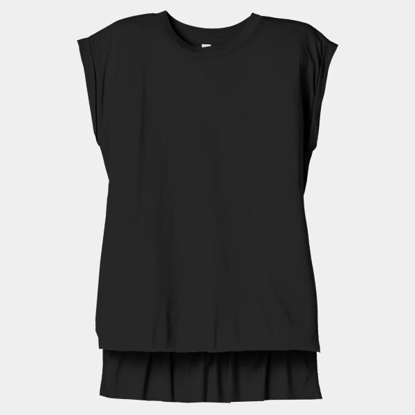 Bella Ladies Flowy Rolled Cuff Muscle T-Shirt Thumbnail