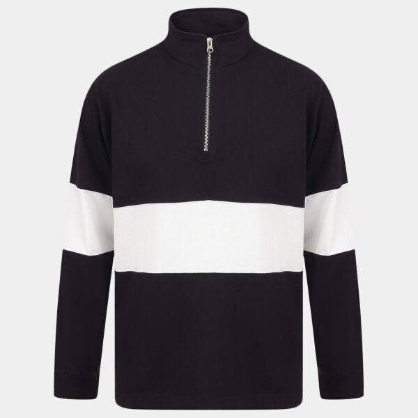 Front Row Panelled 1/4 Zip Neck Top Thumbnail