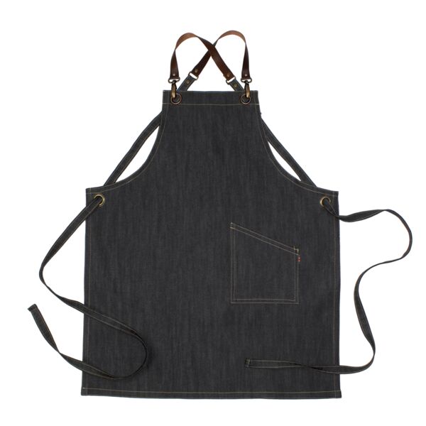 County Crossback - Denim Long Bib Apron - Leather Halter - Premium Thumbnail