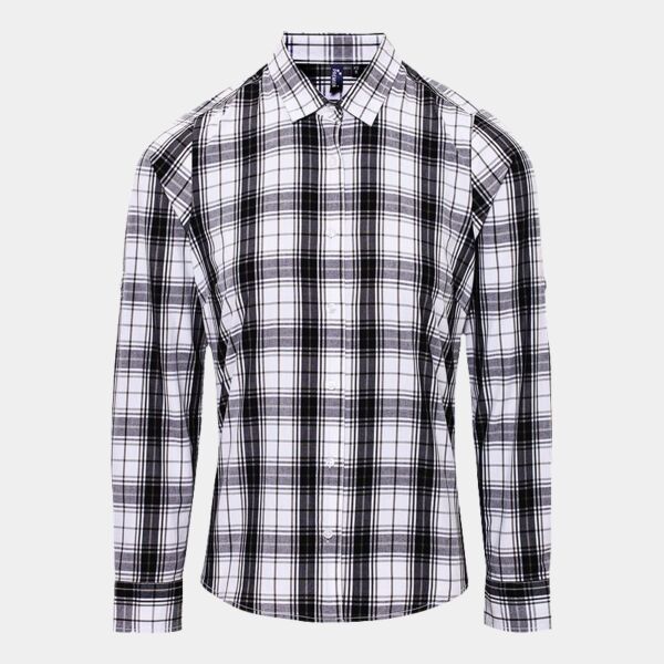 Premier Ladies Ginmill Check Long Sleeve Shirt Thumbnail