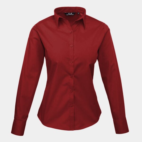 10 x Premier Ladies Long Sleeve Poplin Blouse Thumbnail